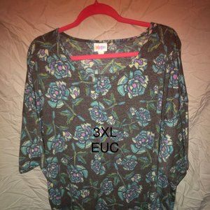 LULAROE IRMA - EUC 3XL GREY WITH MULTI ROSES